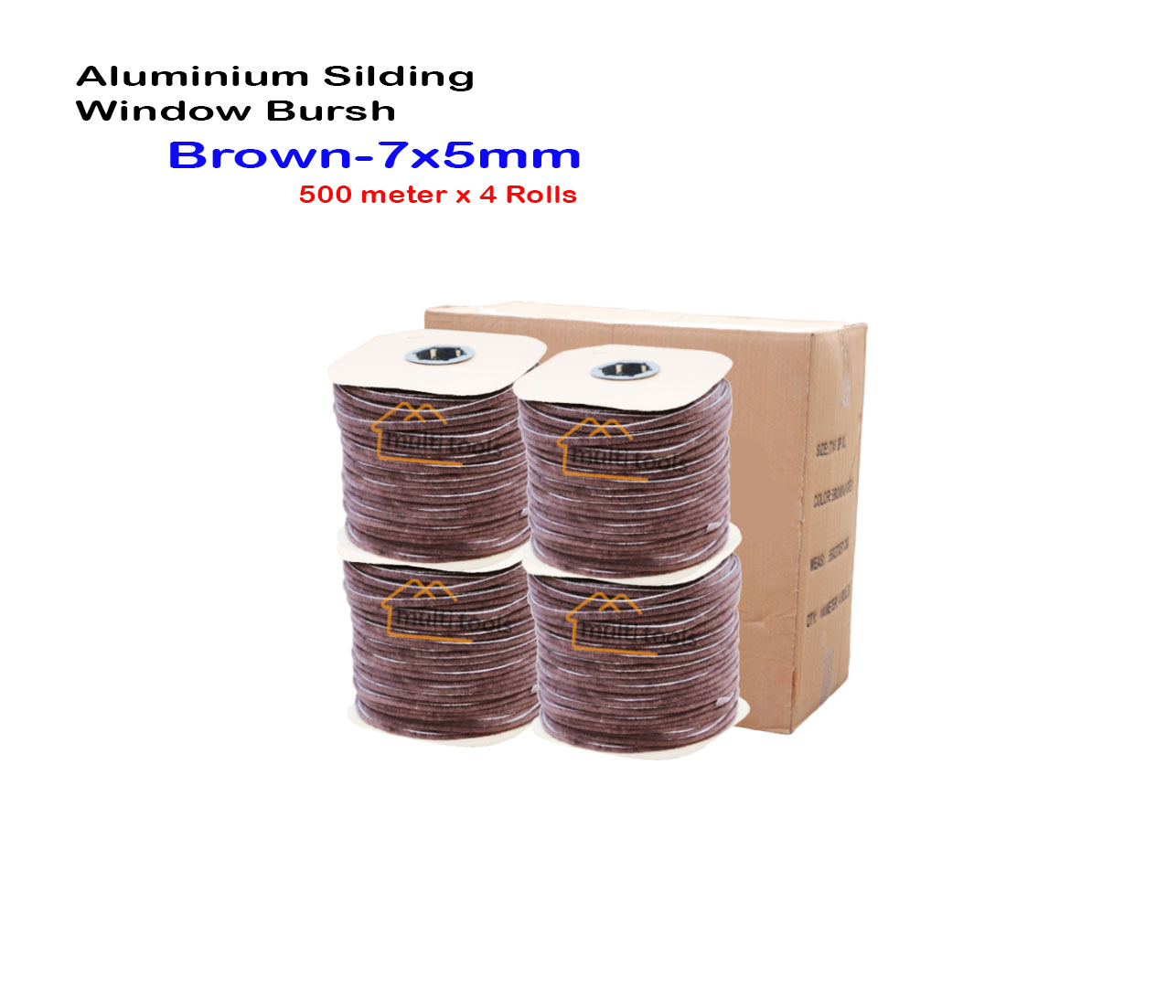 4-Rolls Carton 7X5mm Bursh Brown For Aluminium Silding Window 